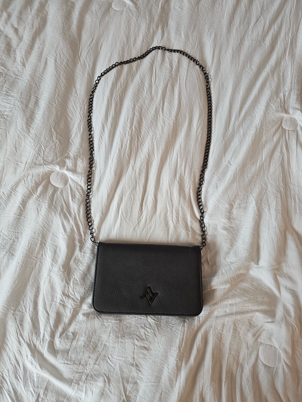 Adrienne Vittadini Black Chain Strap Crossbody Bag